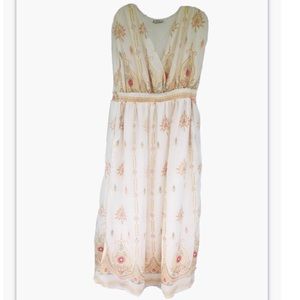 Lapogee Embroidered Empire Elastic Waist V-neck Maxi Dress | Size 1X